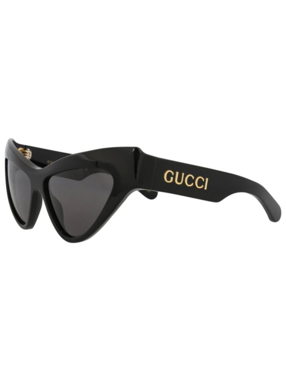 New Gucci Women's Sunglasses Cat Eye Recycled Acetate Frame Black Black Grey
